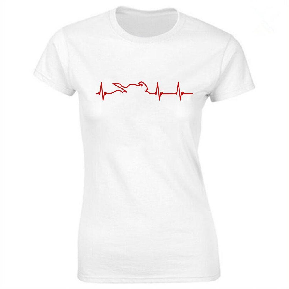 Motorcycle Girl Print Cotton Casual Tshirt Women Funny T Shirt for Lady Streetwear Regular Top Tee