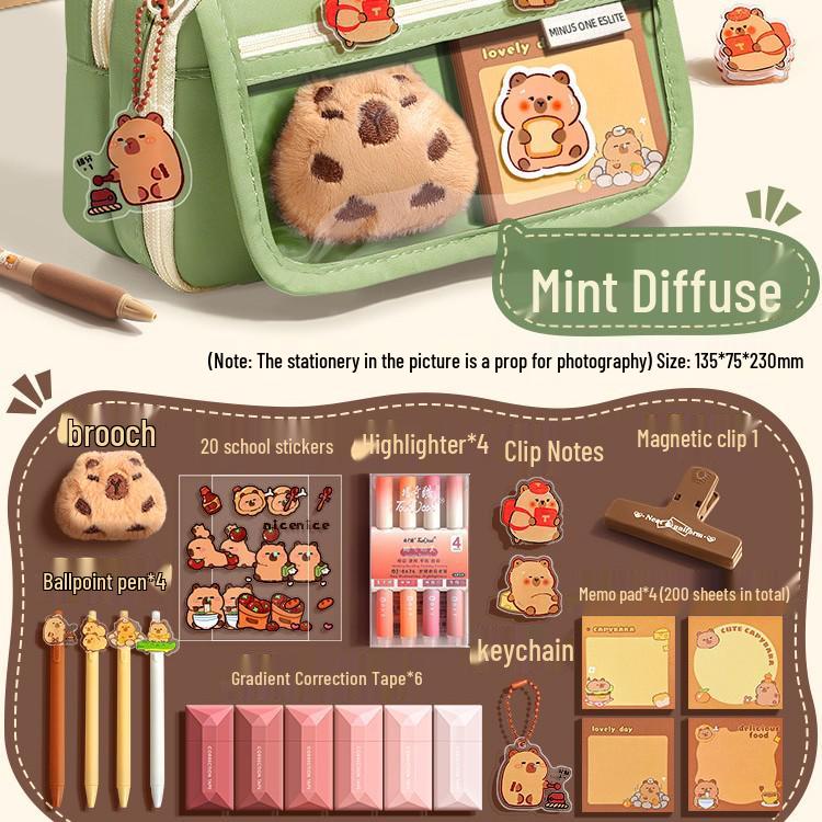 Capibara Velkokapacitní Průhledné Pouzdro na Tužky Odolné Proti Nečistotám, Roztomilé a Stylové pro Studenty Středních Škol