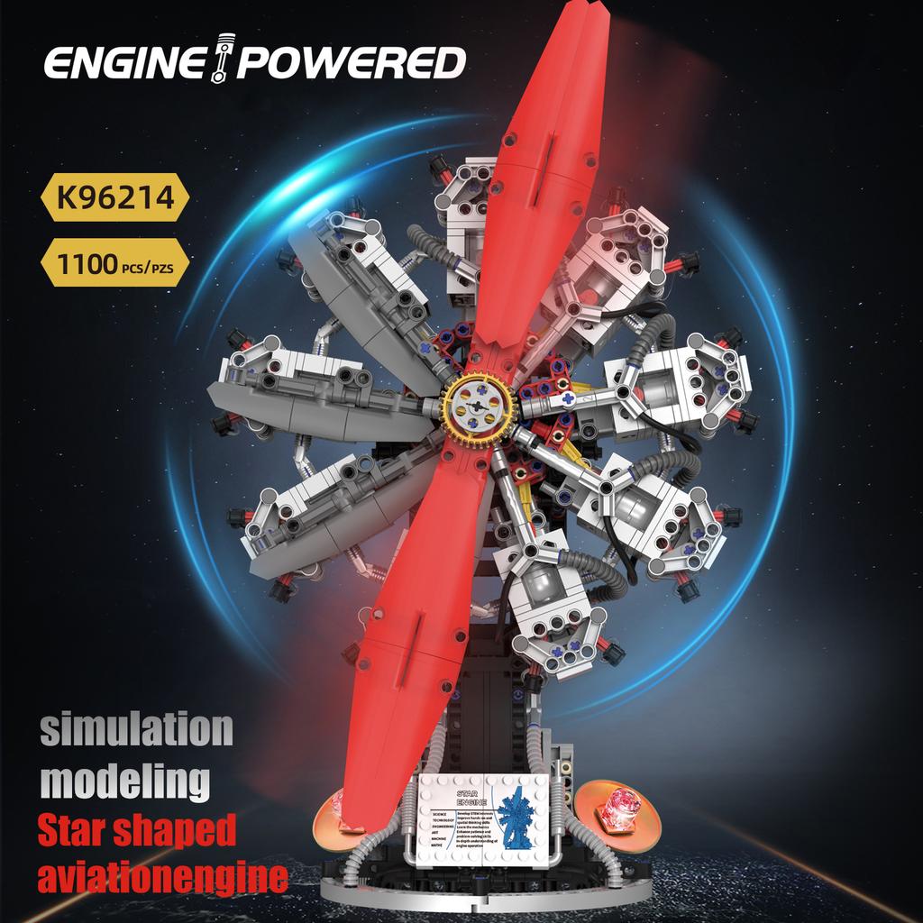 V12 Aircraft Engine Building Blocks Toys Set, Mechanical Engine Model Assembly Ornaments, Children And Adults Birthday Gift
