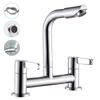 Kitchen Taps Dual Lever Sink Mixer Taps Traditional Monobloc Mixer Taps for Kitchen Sink Swivel Spout Chrome Double Handles