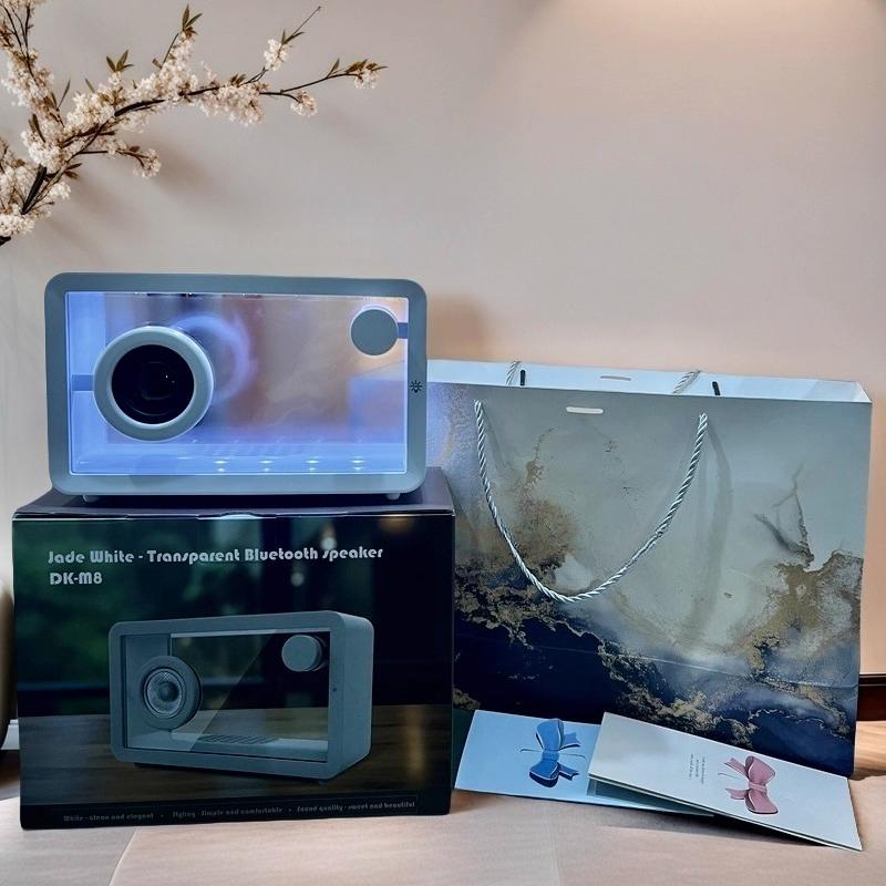Transparent Bluetooth Speaker with Subwoofer,Stylish Desktop Audio for Home and Computer Use,Suitable as a Gift and Room Decor