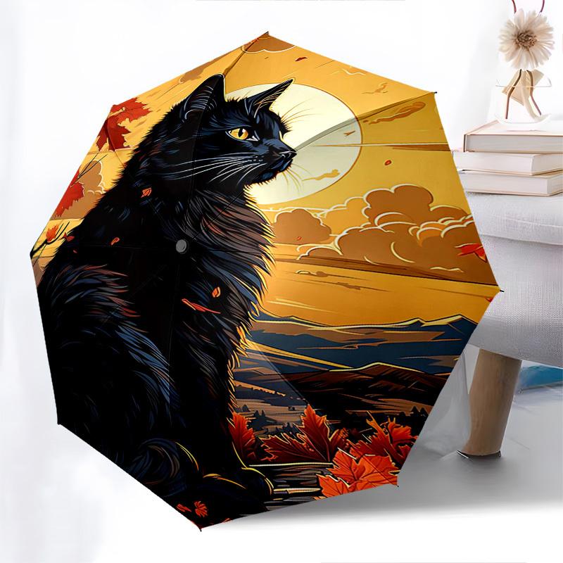 

1pc Autumn Leaves Folding Umbrella, Portable 3-Fold Design with Iron Frame, Perfect for Fans, Travelers, Daily Use, and Festive Gifts.B100