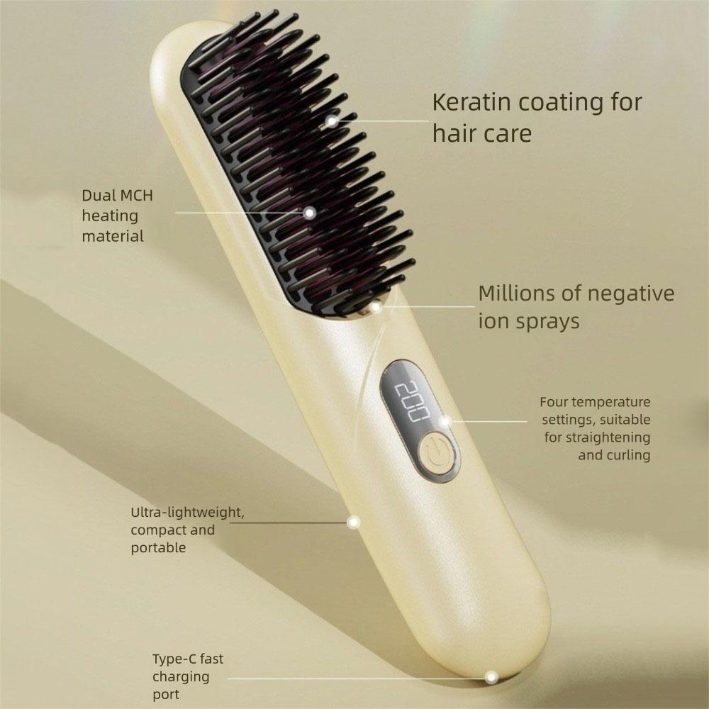 Curly/straight Hair Dual Use Electric Straightening Comb Ion Thermal Comb  for Smoother Hair