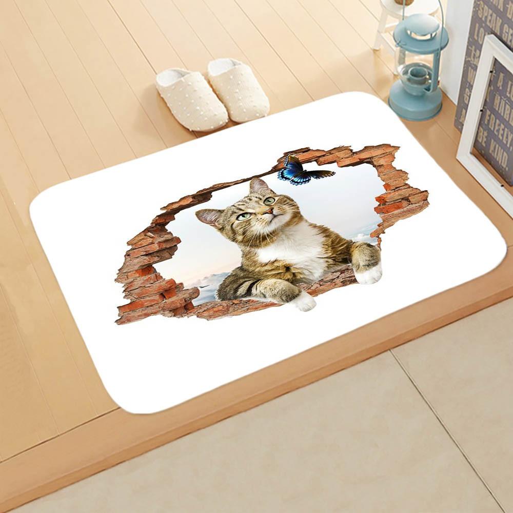 Cute Cat Dog  Pattern New Entrance Floor Mat Bathroom Absorbent Foot Door Mat Horror Skeleton Decoration Nonslip Area Foot Mats