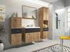 Wall-hung Bathroom Set with Washbasin, Mirror and Pillars, Chestnut Matte Black
