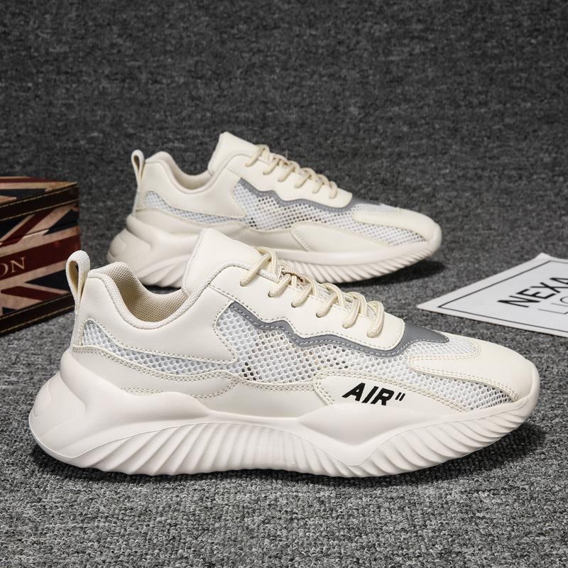 

Мужская обувь 2024 года, новые зимние сетчатые дышащие кроссовки для бега, мужские полые тонкие универсальные модные туфли для папы 39 бежевый