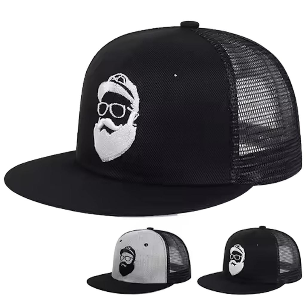 Morris coo Herrenkappe, Große Größe, Tiefer gerader Schnitt, Baseballkappe, Stilvoller Sonnenschutz, Verstellbar, Gestickt (Schwarz A (Gittergewebe))