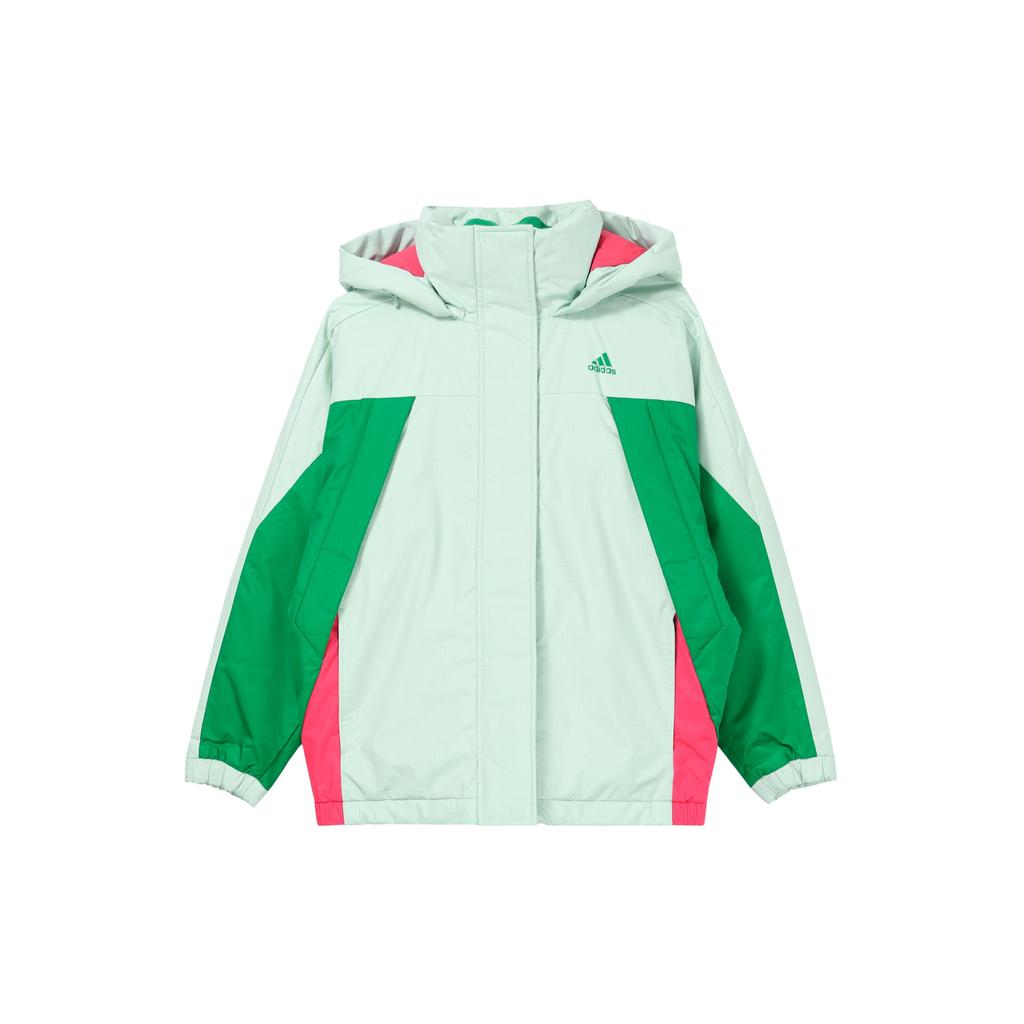 Adidas Warm Color Block Sports Hooded Down Jacket Women Jacket Green GF0015
