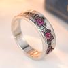 Dazzling Inlaid White Red CZ Women's Ring Vintage CopperColor Geometry Daily Wear Party Jewelry Anniversary Gift