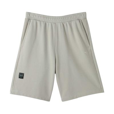 Soft Comfortable Breathable Solid Color Mid Waist Casual Shorts Unisex Shorts Light-Gray 63060609