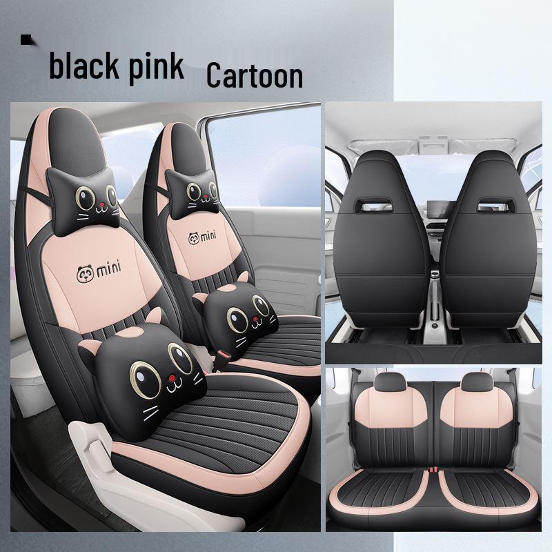 Panda Mini Cartoon Leather Car Seat Cover - Full Surround, Fits 23 Models, Cute Design
