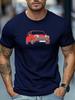 Unisex Light Blue Crew Neck Tee Classic Red Mini Cooper Retro Compact Car Illustration Vintage Auto Fan Soft Cotton Male Tops
