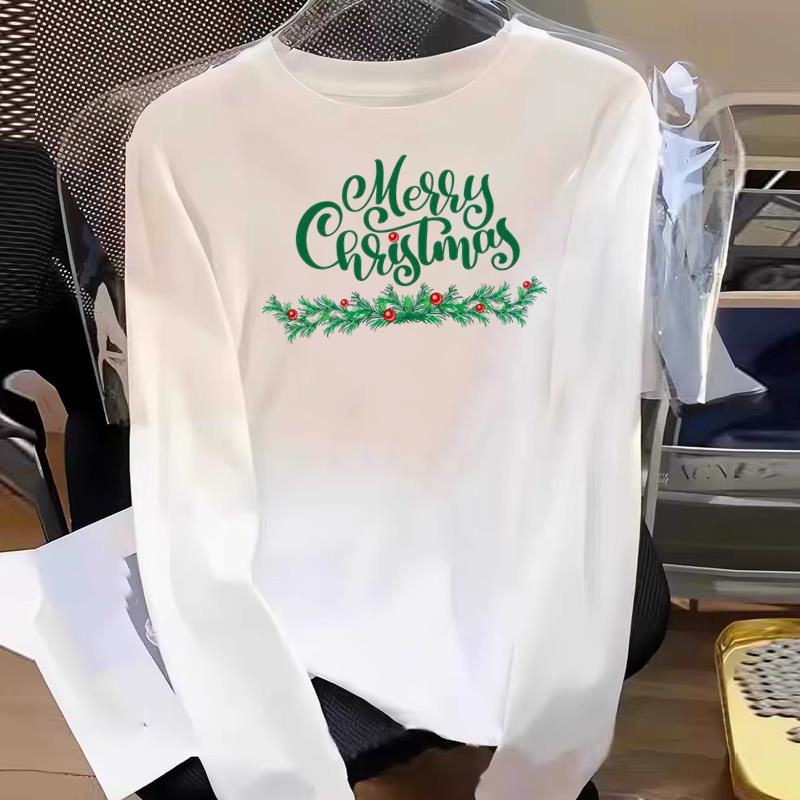 (Asian Size) Plaid Tree Cute 90s Graphic Tee Women Print T Shirt Christmas New Year Autumn Winter Casual Fashion Top Clothing Long Sleeve T-shirts