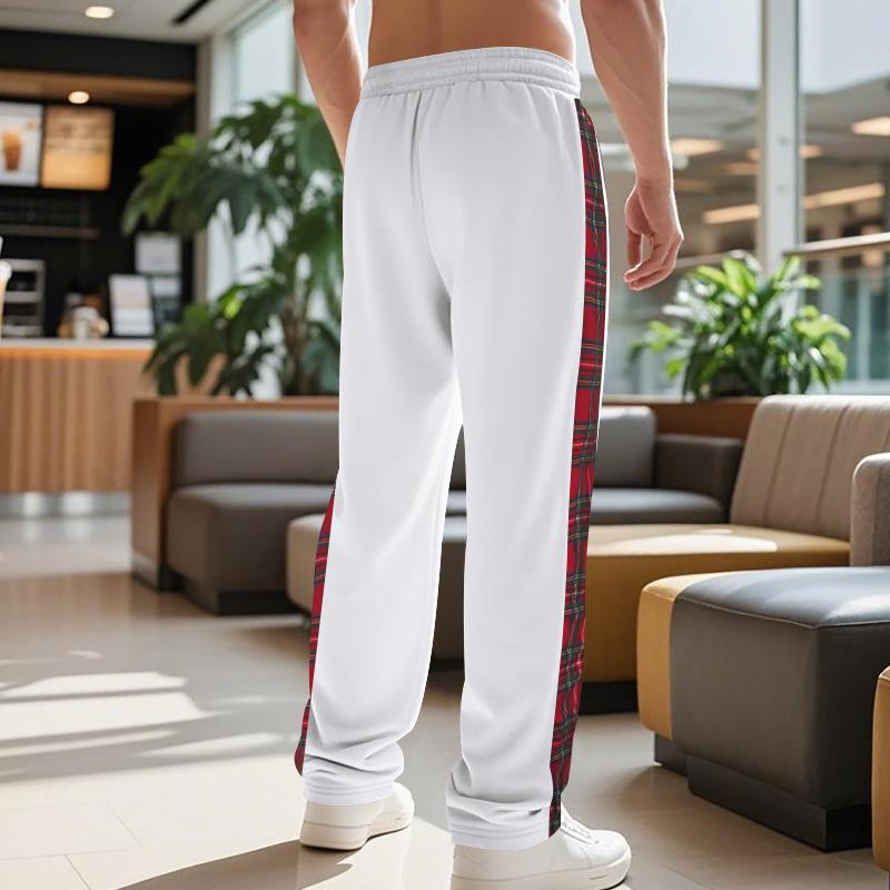 Autumn and Winter Men's Casual Pants High Street Heavyweight Loose Simple Splicing Casual Sports Button Sweatpants Men
