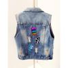 2023 Spring & Fall European Style Patchwork Ripped Denim Vest for Women