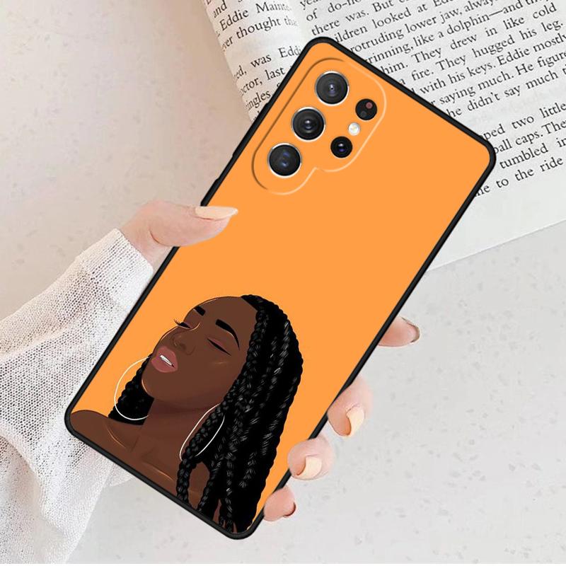 Black African Girl Phone Case For Samsung Galaxy S25 S23 S30 S8 S21 S20 FE S24 S22 Note 10 20 S8 Plus Lite Ultra