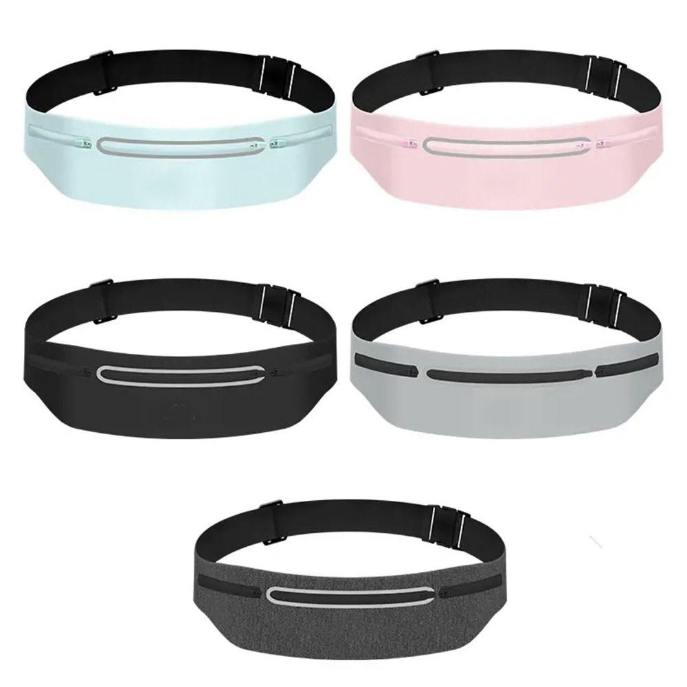 Adjustable Sports Fanny Pack Reflective Strip Mobile Phone Holder Running Waist Belt Bag  Gym