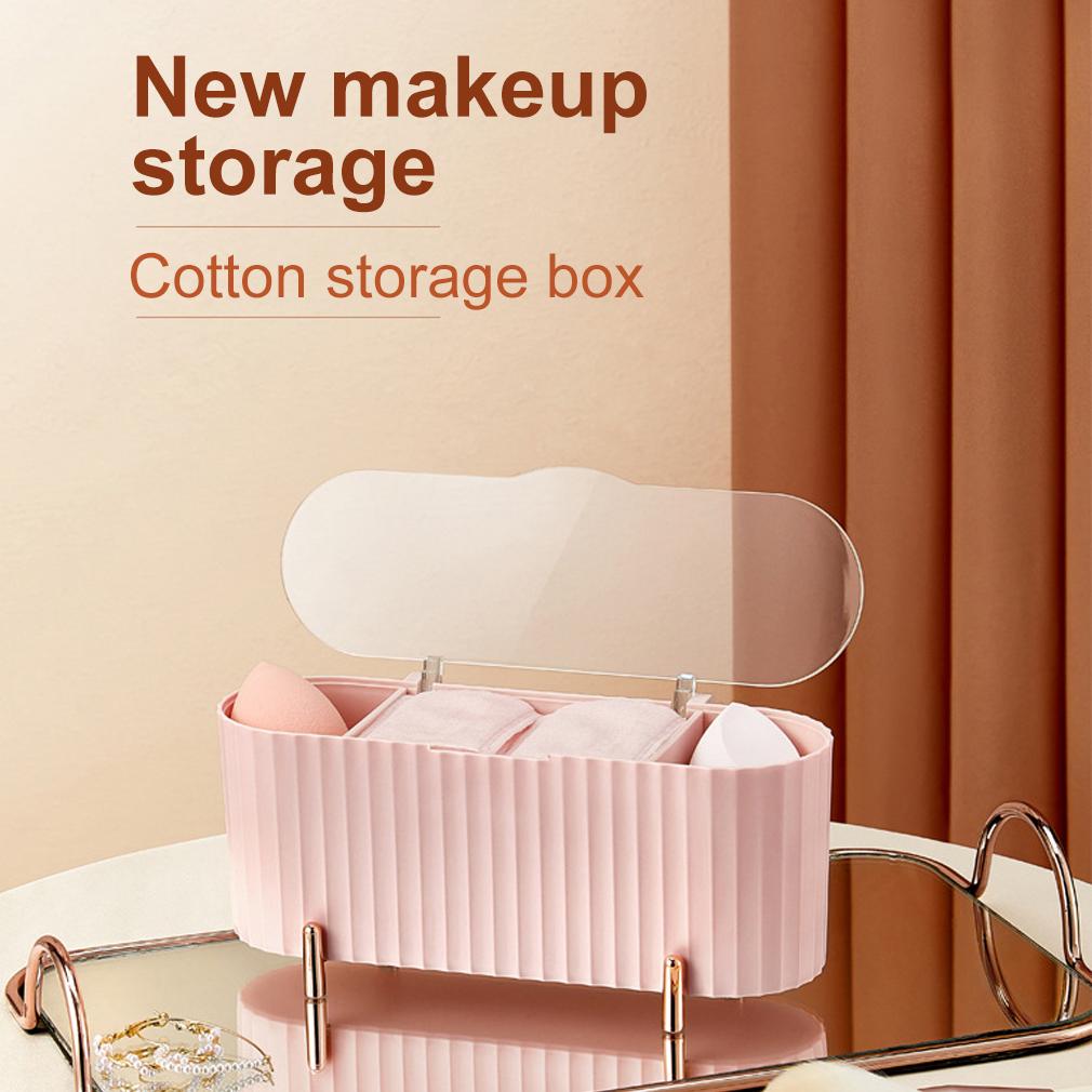 Dust-proof Makeup Organizer Desktop Cosmetics Storage Box Cotton Pads Swabs Beauty Egg Holder Bathroom Jewelry Organizer