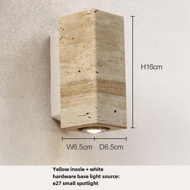 Wabi Sabl Yellow Marble Wall Lamp Japan Bedroom Bedside LIving Room Wall Llght Travertine Stair Corridor Decor Lighting Fixture