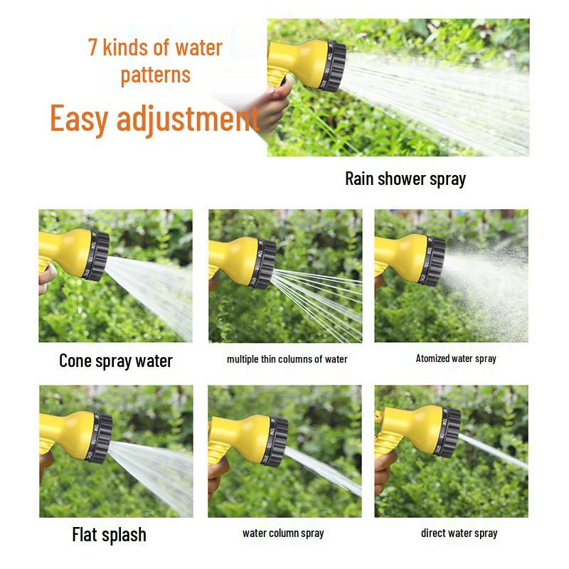 Garden Retractable Water Hose & High-Pressure Car Wash Gun Set with Horticulture Sprinkler Nozzle