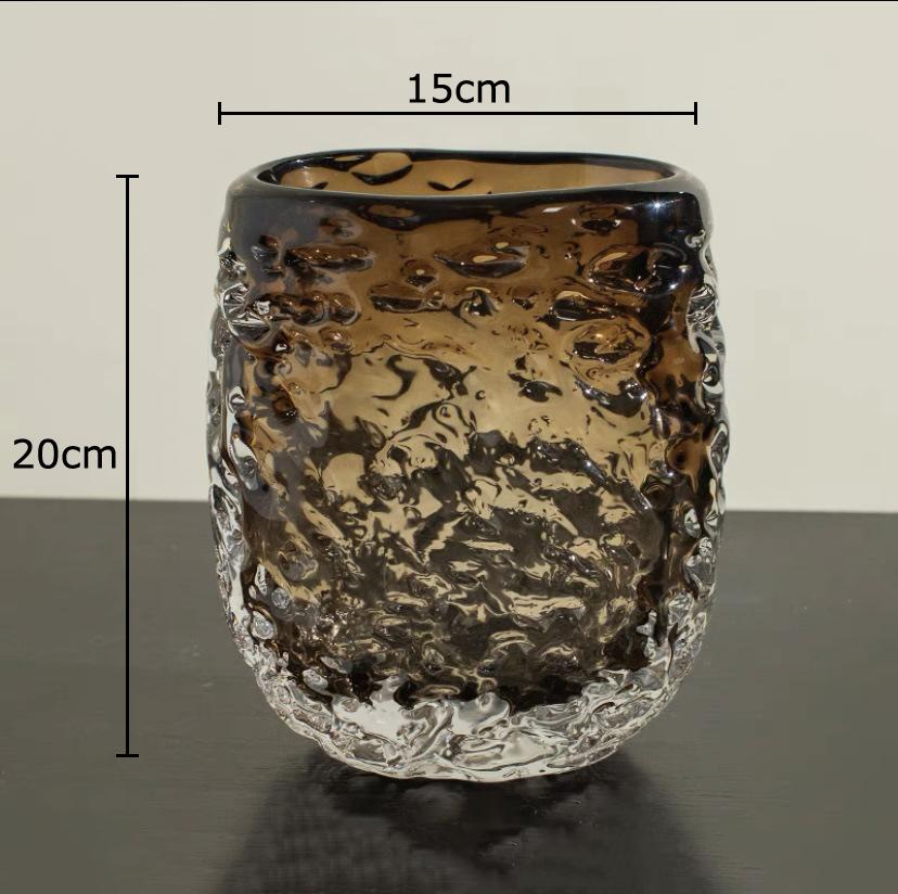 

Transparent Wrinkled Glass Vase Hydroponics Plant Pots Table Decoration Flower Arrangement Floral Vases Room Aesthetic Decor