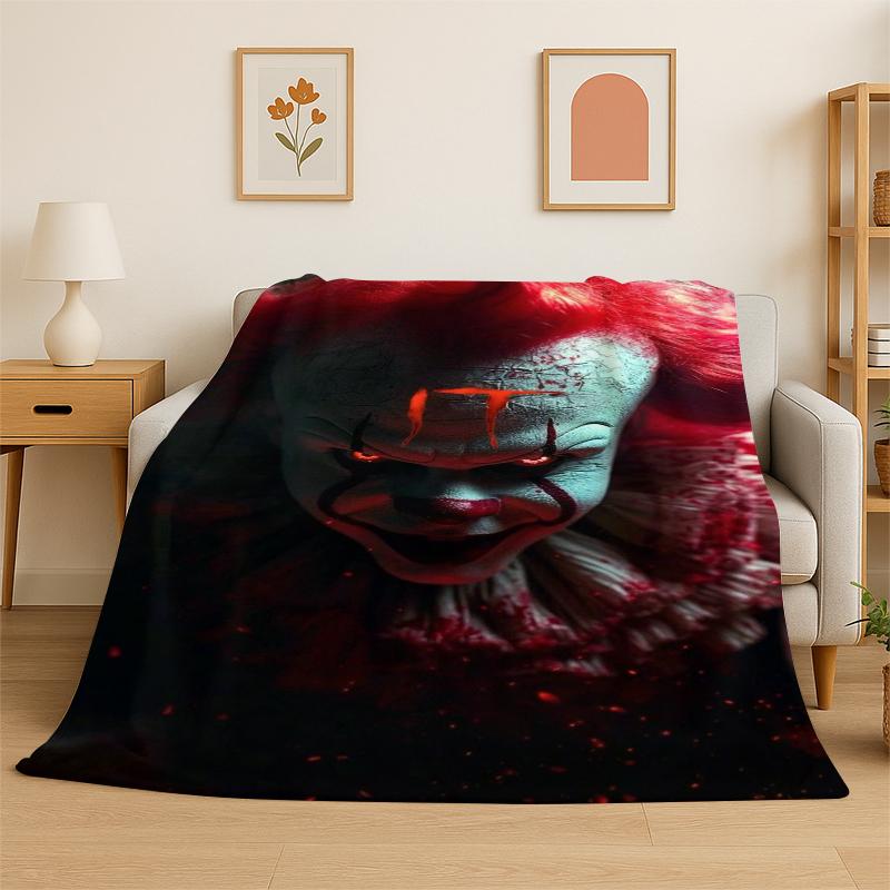 Horror Movie Character Chucky S-Scream Cartoon Flannel Blanket Soft Warm Throw Blanket for Bedroom Living Room Bed Travel Gift