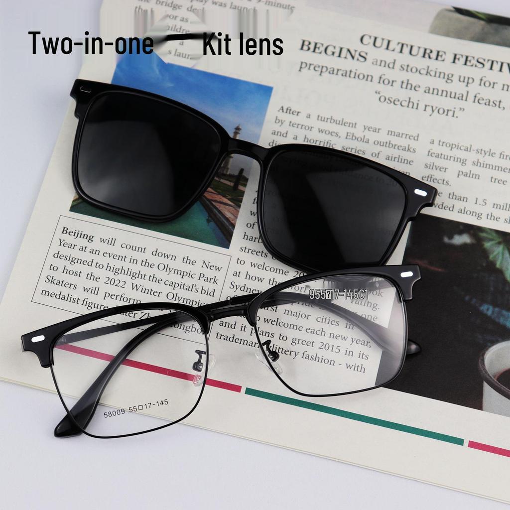 Men's Polarized Semi-Rimless Flip-Up Sunglasses - Magnetic, Minimalist, Outdoor Sports Light Luxury