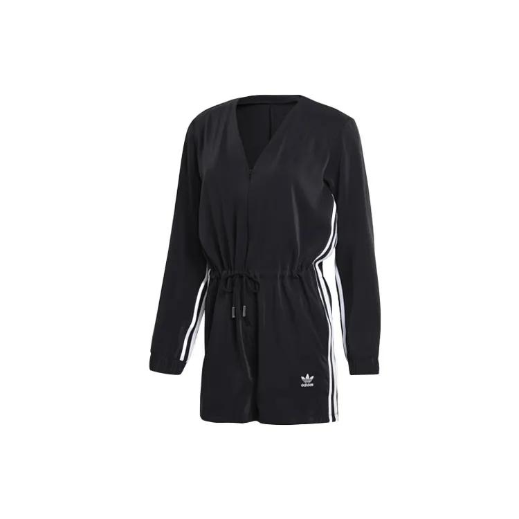 Adidas Originals 3 STRIPE Originals Bodysuits Women's Black Square Collar (Unisex) Bodysuits FL4060