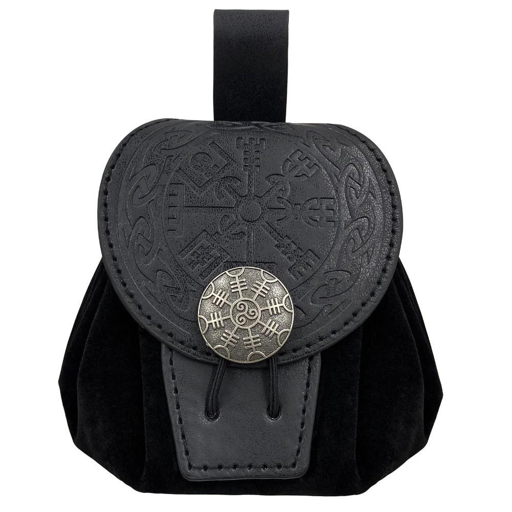 Vintage Hüft-Münzbeutel Geprägtes Design Gürteltasche Retro Kordelzug Bauchtaschen Mittelalterliches Thema