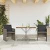 Vidaxl 3-Cz. Bistro Furniture Set with Cushions, Grey, Poly Rattan