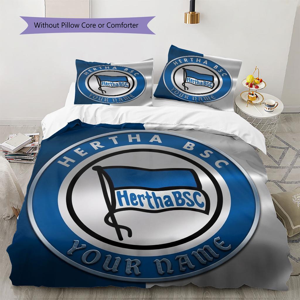 Hertha BSC Custom Name Pattern Bedding,Quilt Set Quilt Cover Pillowcase Home Birthday Gift(1 * Duvet Cover + 2 * Pillowcase, Without Core)
