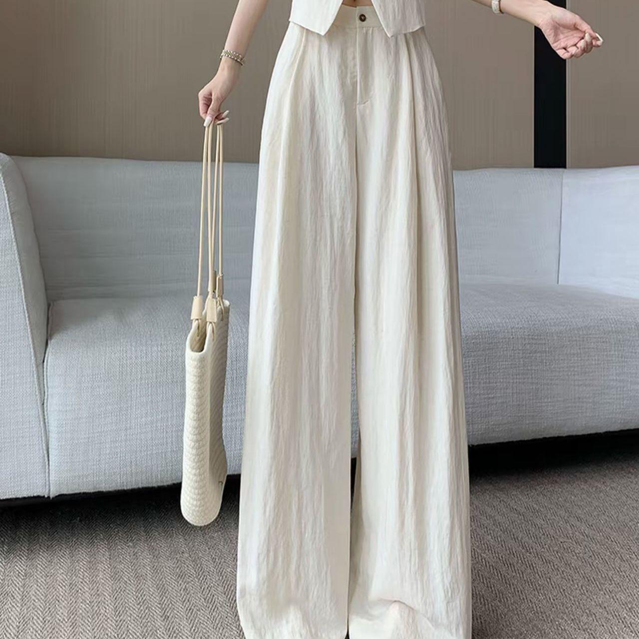 

Elegant French Summer 2026 Old Money Style Two-Piece: Vest & Wide-Leg Pants S 90-105