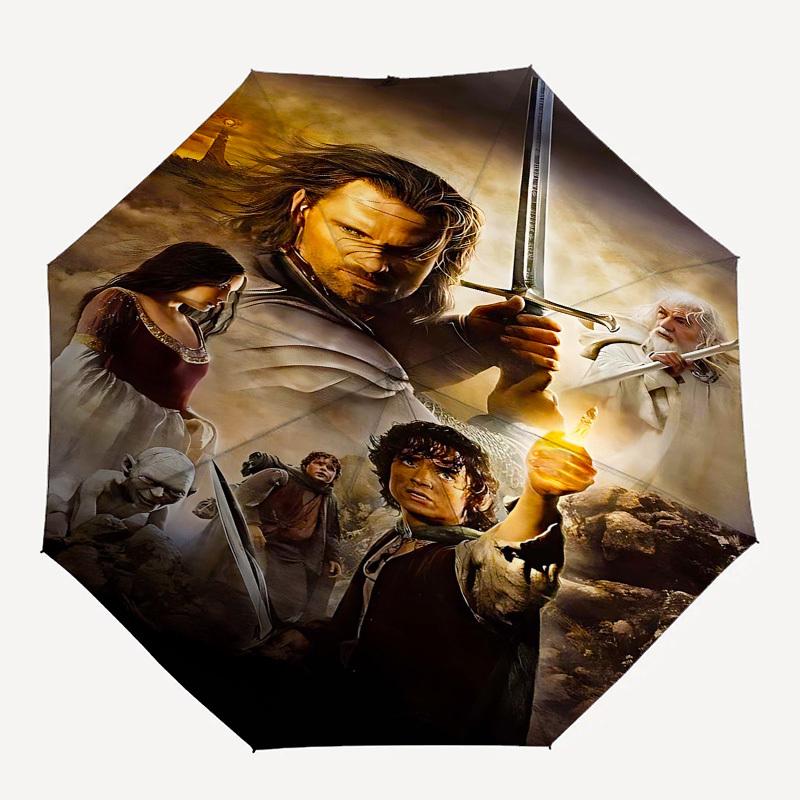 

1pc Middle-earth Lord of the Rings Automatic Folding Umbrella - Compact 8-Rib Design, Durable Plastic & Iron1116L