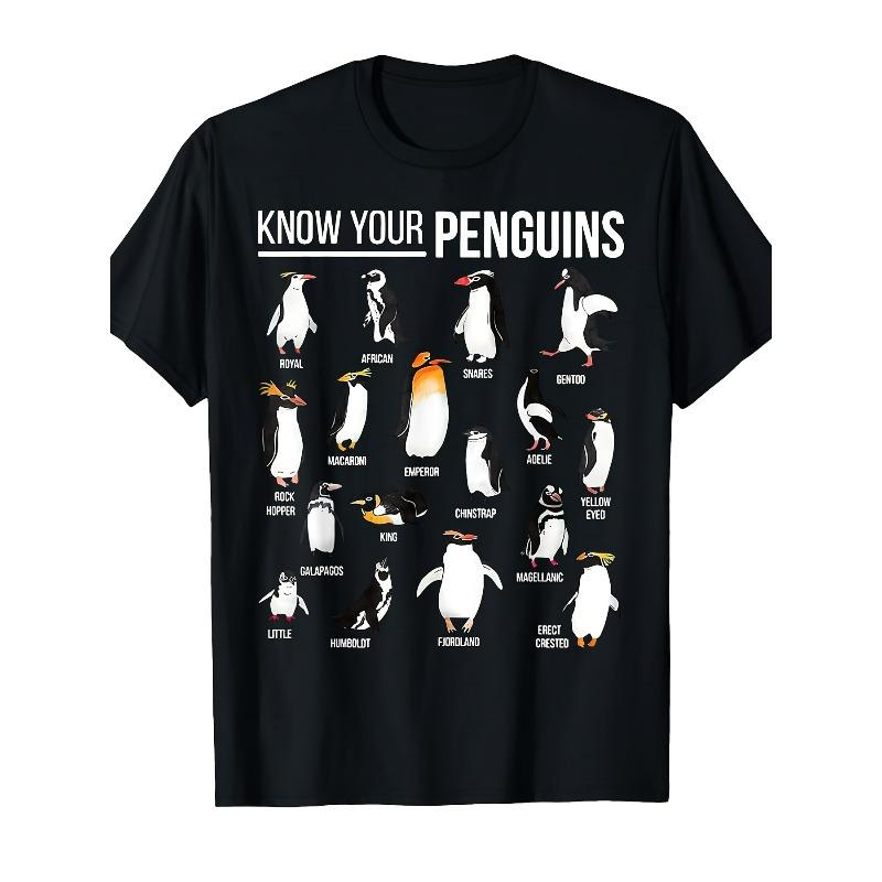 European sizes Penguin Species Educational Graphic T-Shirt - Know Your Penguins! 4XL чёрный
