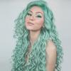 AIMEYA Synthetic Long Deep Wave Lace Front Wig for Women Grey Curly Free Part Natural Hairline Colorful Cosplay Daily Party Wigs
