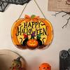 Happy Halloween Door Sign, Spooky Wooden Pumpkin Front Door Hanger for Farmhouse Porch Wall Hanging Decor