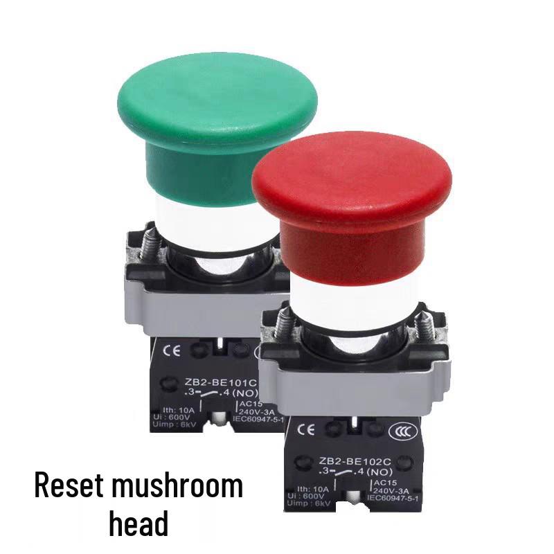 

XB2 Flat Head Emergency Stop Mushroom Knob Self-Reset Key Switch Black XB2-BC21C Normally Open