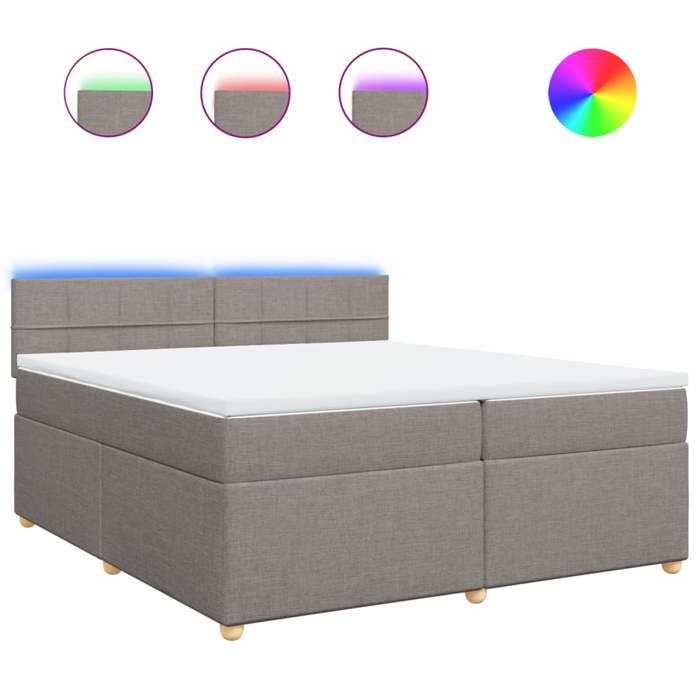 VidaXL Slat Bed Base with Mattress Taupe 200x200 Cm Fabric 3289091