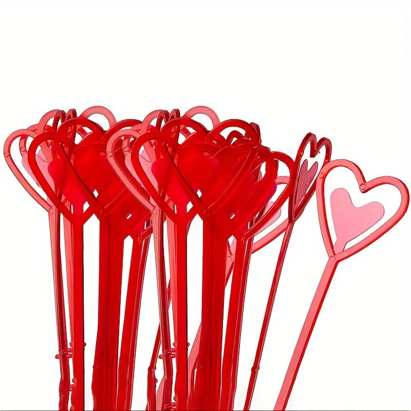 10 Stück, Kurze Blumeneinsätze mit herzförmigen Herzen, Blumensträuße, Kurze Plastikkartenhalter