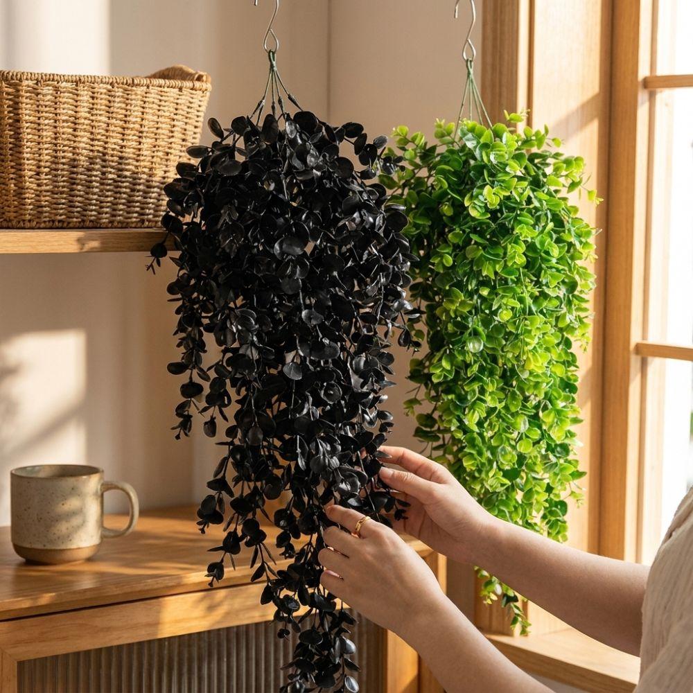 Plastic Artificial Eucalyptus Leaf Vine UV Resistant Faux Eucalyptus Leaf Wedding Party Decor