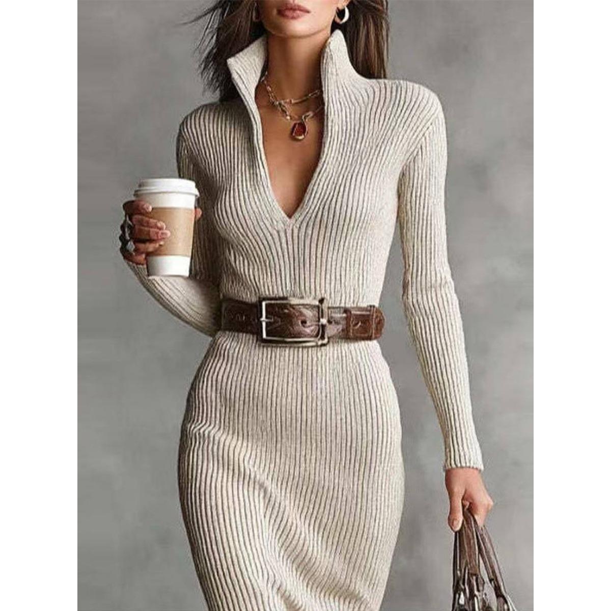 Осенне-зимнее женское midi-платье-облегайка из трикотажа до колена, однотонное, облегающее, с поясом на талии, платье-нижнее белье S