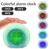 Dětský digitální budík 7 barev noční světlo odložit teplota detekce dětský spánek noční stolek roztomilý časovač buzení budík