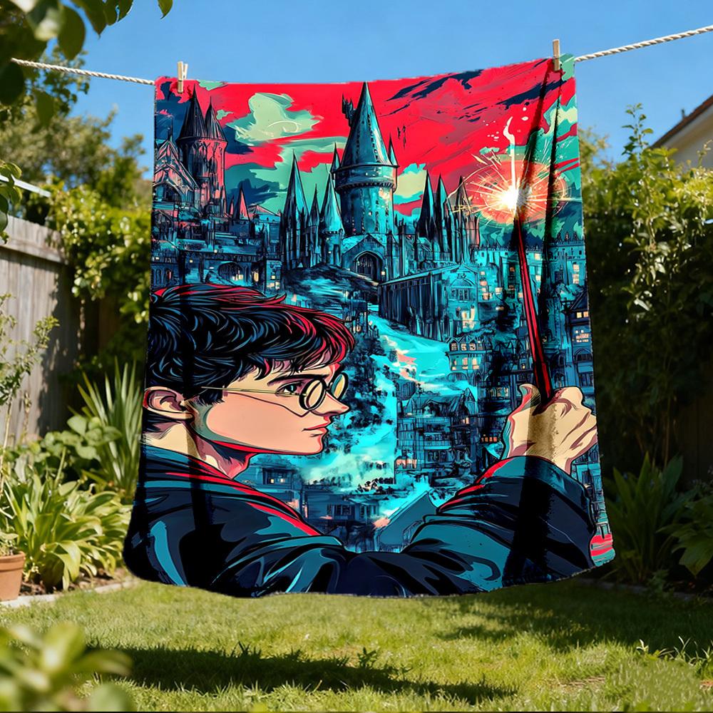

1pc Hogwarts Castle Outdoor Flannel Throw Blanket Soft, Lightweight & Warm 80x120cm
