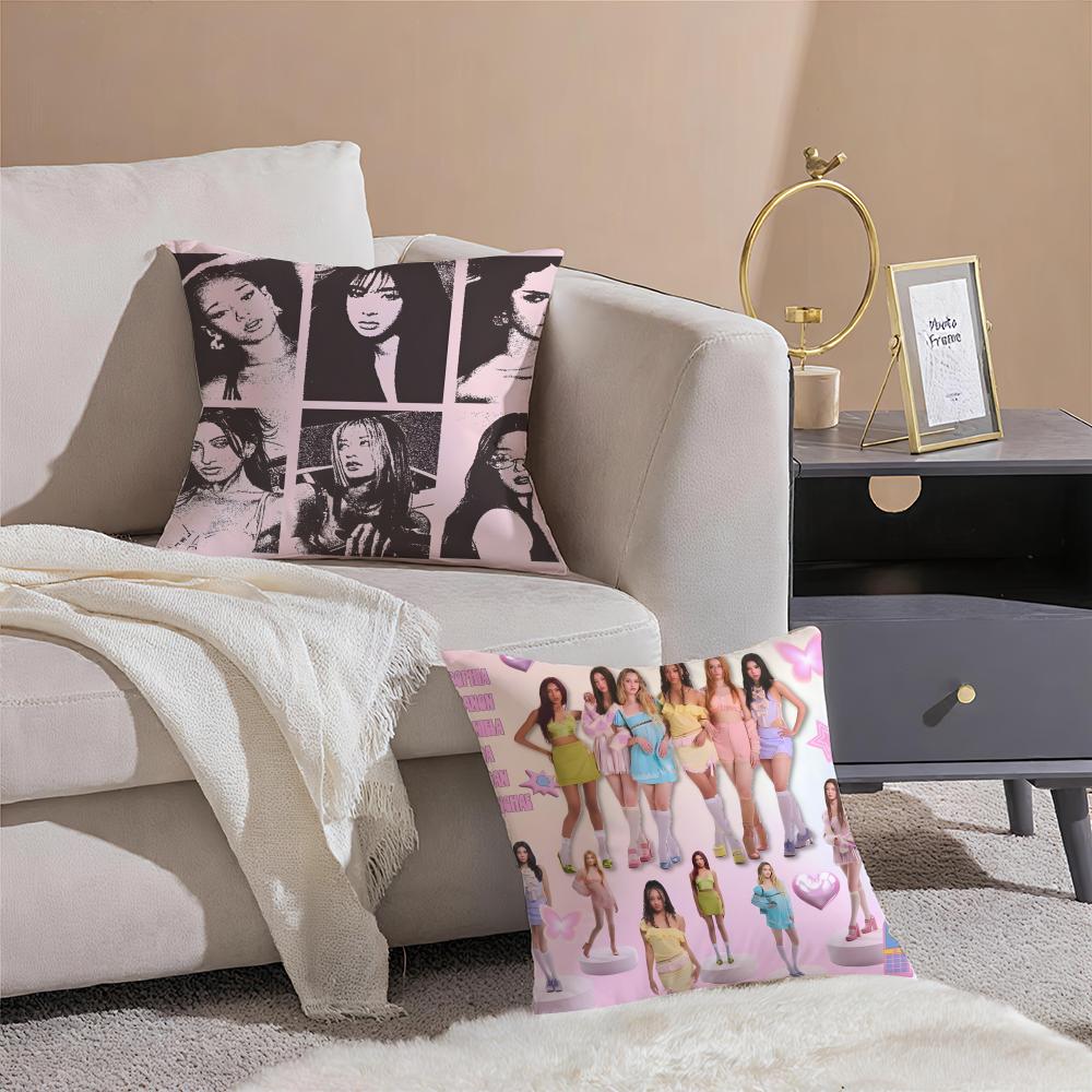 Pop Girl Group KKATSEYE Cushion Cover Pillowcase Short Plush Invisible zipper Room Sofa Cushion Cover
