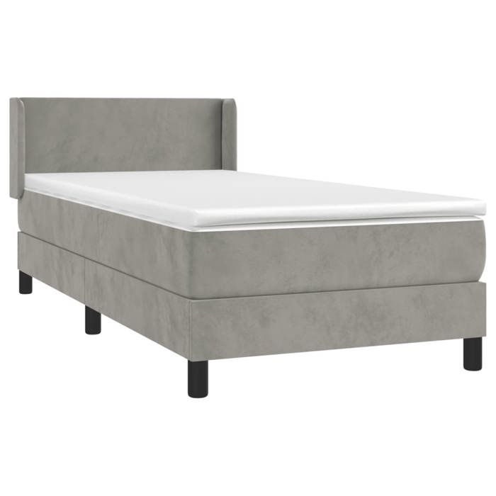 VidaXL Lit à sommier tapissier et matelas Gris clair 90x200 cm Velours - Modèle 3130817