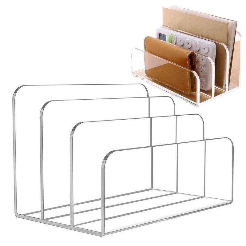 Holder File Organizer Desktop Acrylic Desk Folder Sorter Letter Stand Mail Book Paper Brochure Bin Box Storage