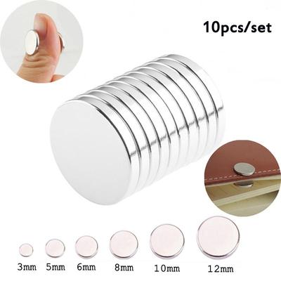 10 Stück Mini ultradünner Neodym-Magnet starker runder Kühlschrank-Elektromagnet N35 NdFeB