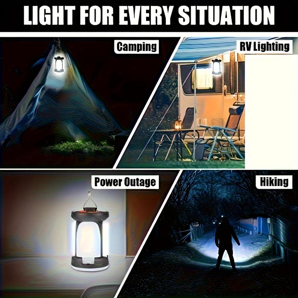 Portable Solar Camping Light,Hand-held Light with Hook LED Camping Light,Rechargeable and Foldable,Suitable for Tents, Offices, Emergency Lighting