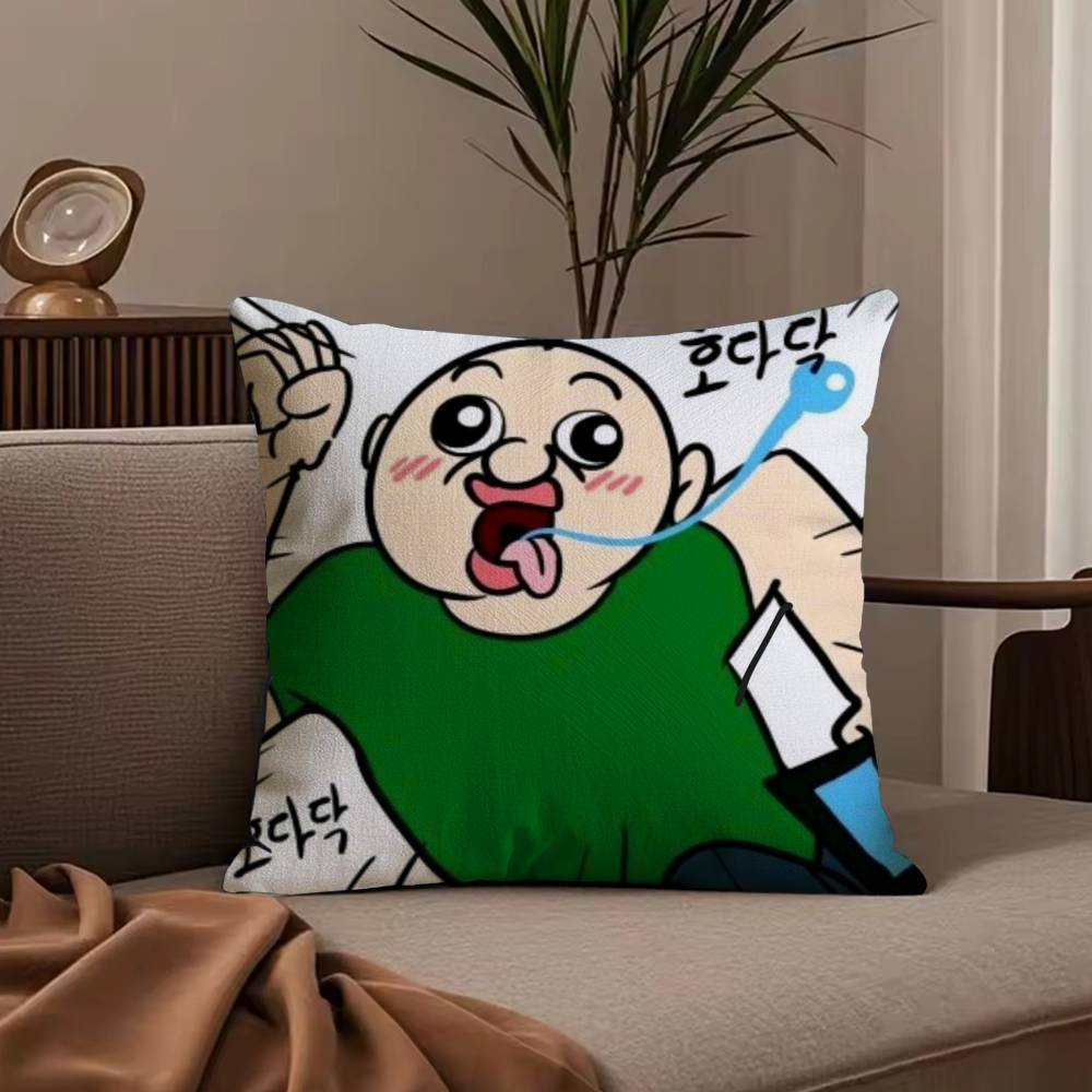 Funny Bonbons Daily Life Cartoon Pillow Case Anti-dustmite Pillowcase Invisible zipper silky short plush Sofa cushion cover