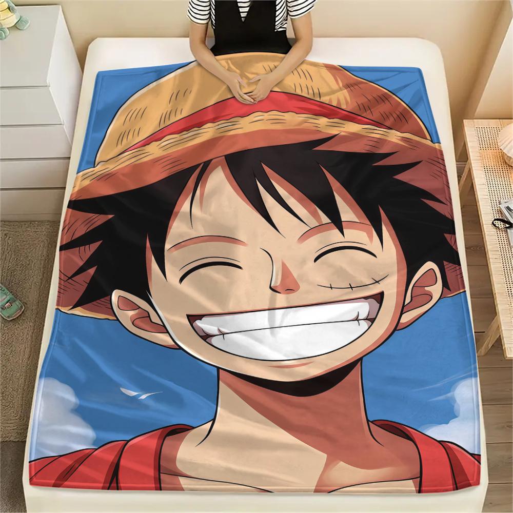 ONE PIECE Monkey D. Luffy Flannel Blanket Trendy Print Fit For Bed Sofa Bedroom Chair Picnic Travel -HE45